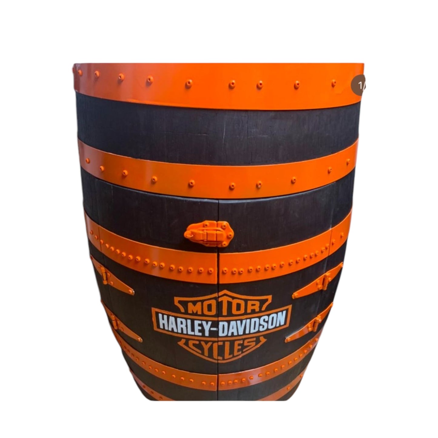 Hand-Made Authentic Liquor Barrel Display Cabinet, Handcrafted from Real Wine Whiskey Bourbon Barrel, Comes with LED Lights