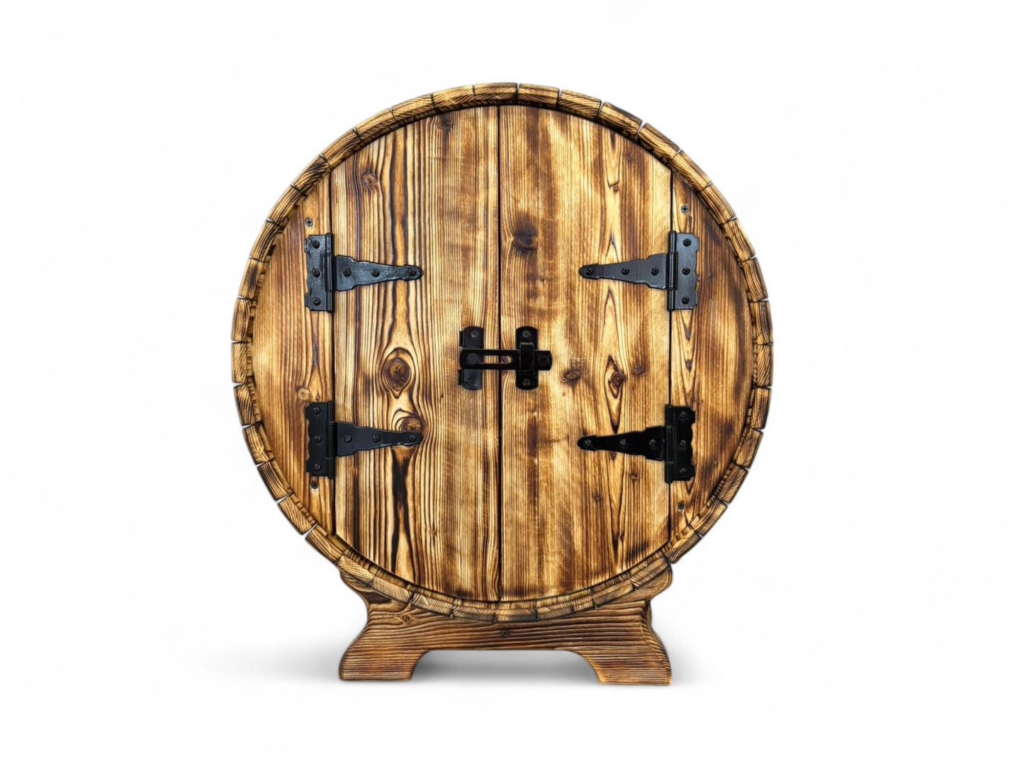 Hand-Made Wine Whiskey Barrel liquor stand | display bar tabletop | bourbon barrel cabinet | Liquor Rack | Alcohol Display | Wine Shelf