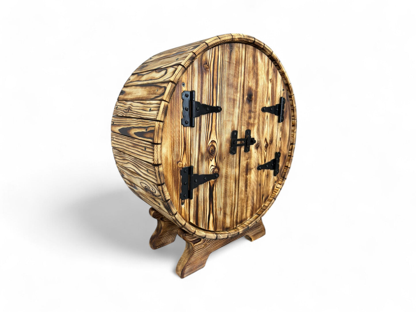 Hand-Made Wine Whiskey Barrel liquor stand | display bar tabletop | bourbon barrel cabinet | Liquor Rack | Alcohol Display | Wine Shelf