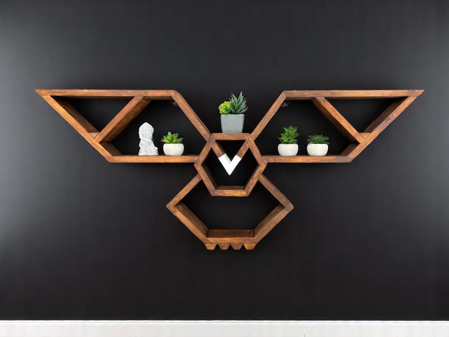 Wooden Geometric Eagle Wall Shelf