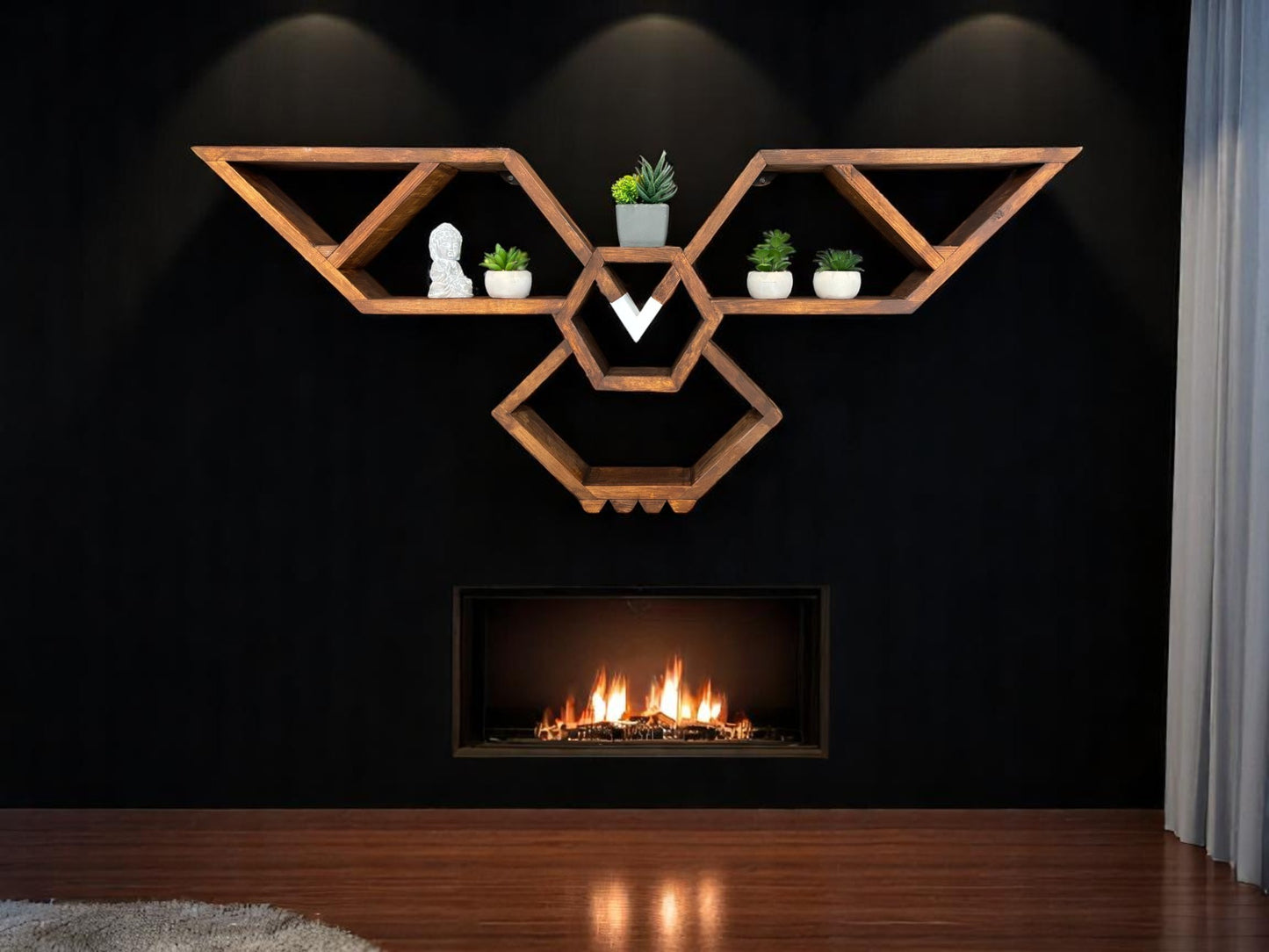 Wooden Geometric Eagle Wall Shelf