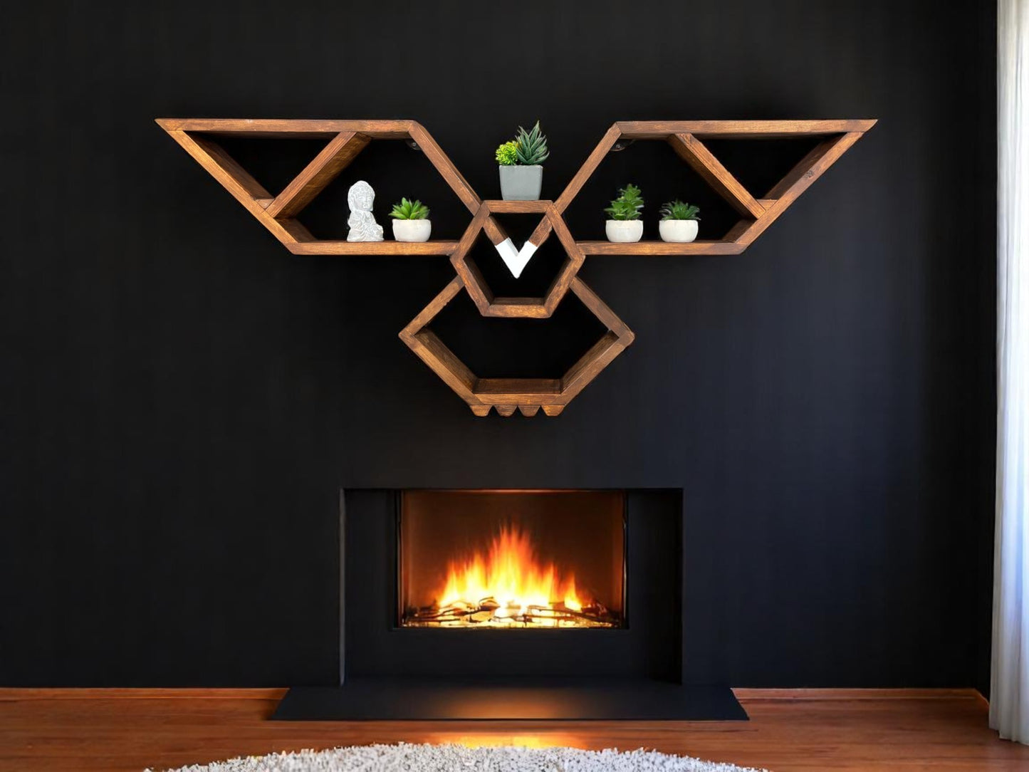 Wooden Geometric Eagle Wall Shelf