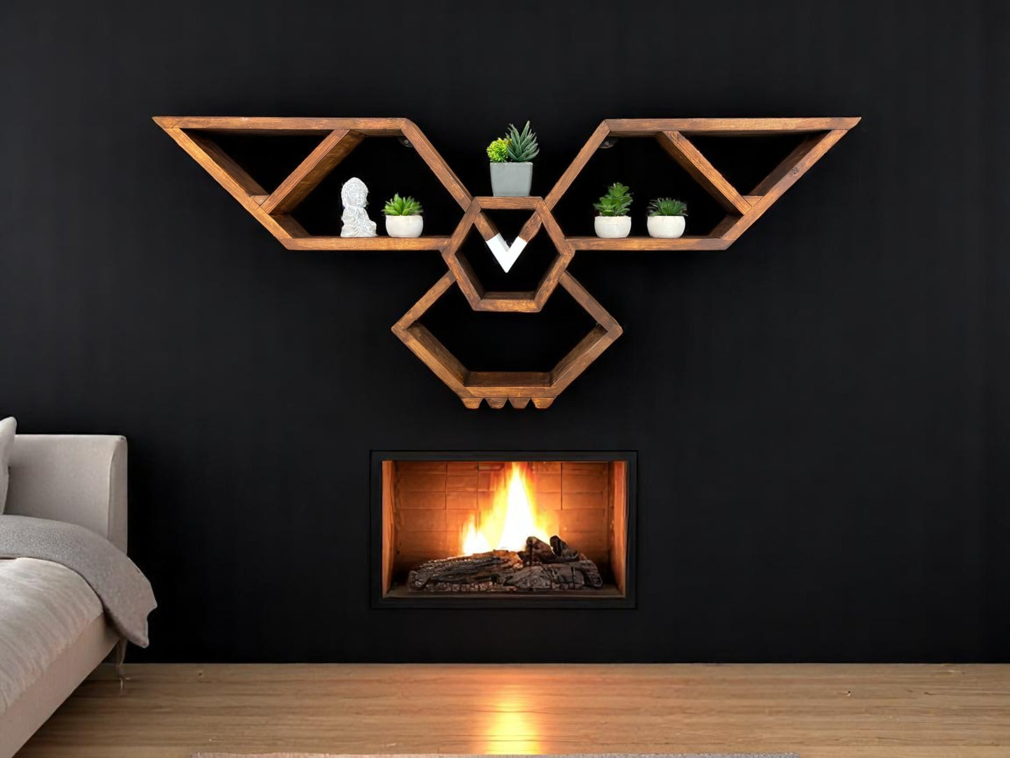 Wooden Geometric Eagle Wall Shelf