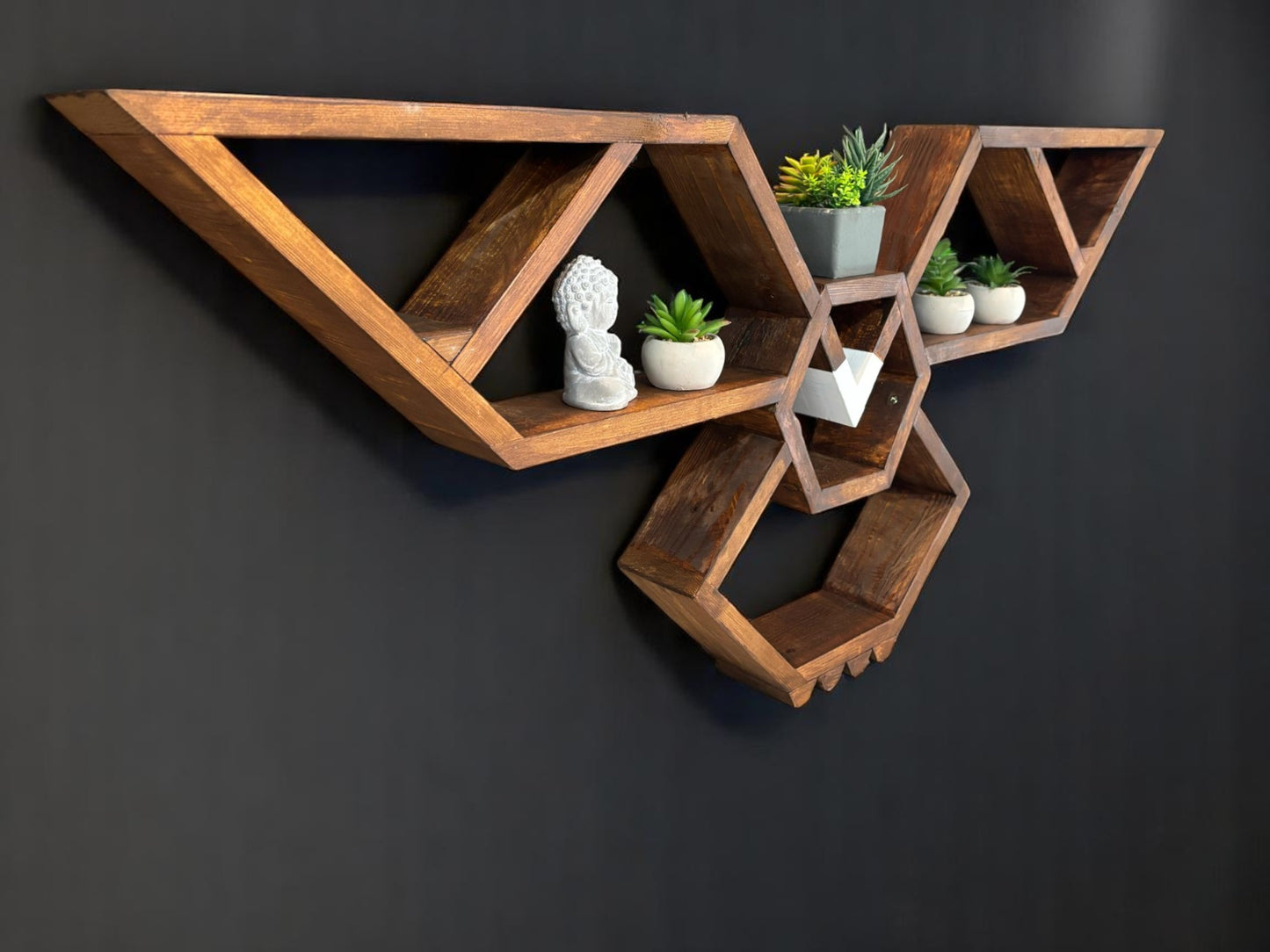 Wooden Geometric Eagle Wall Shelf