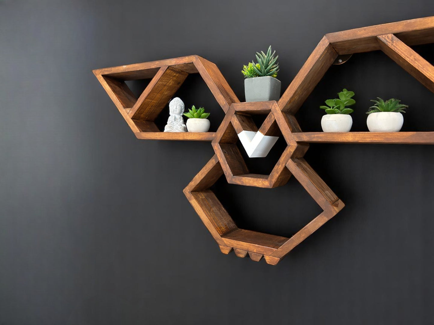 Wooden Geometric Eagle Wall Shelf