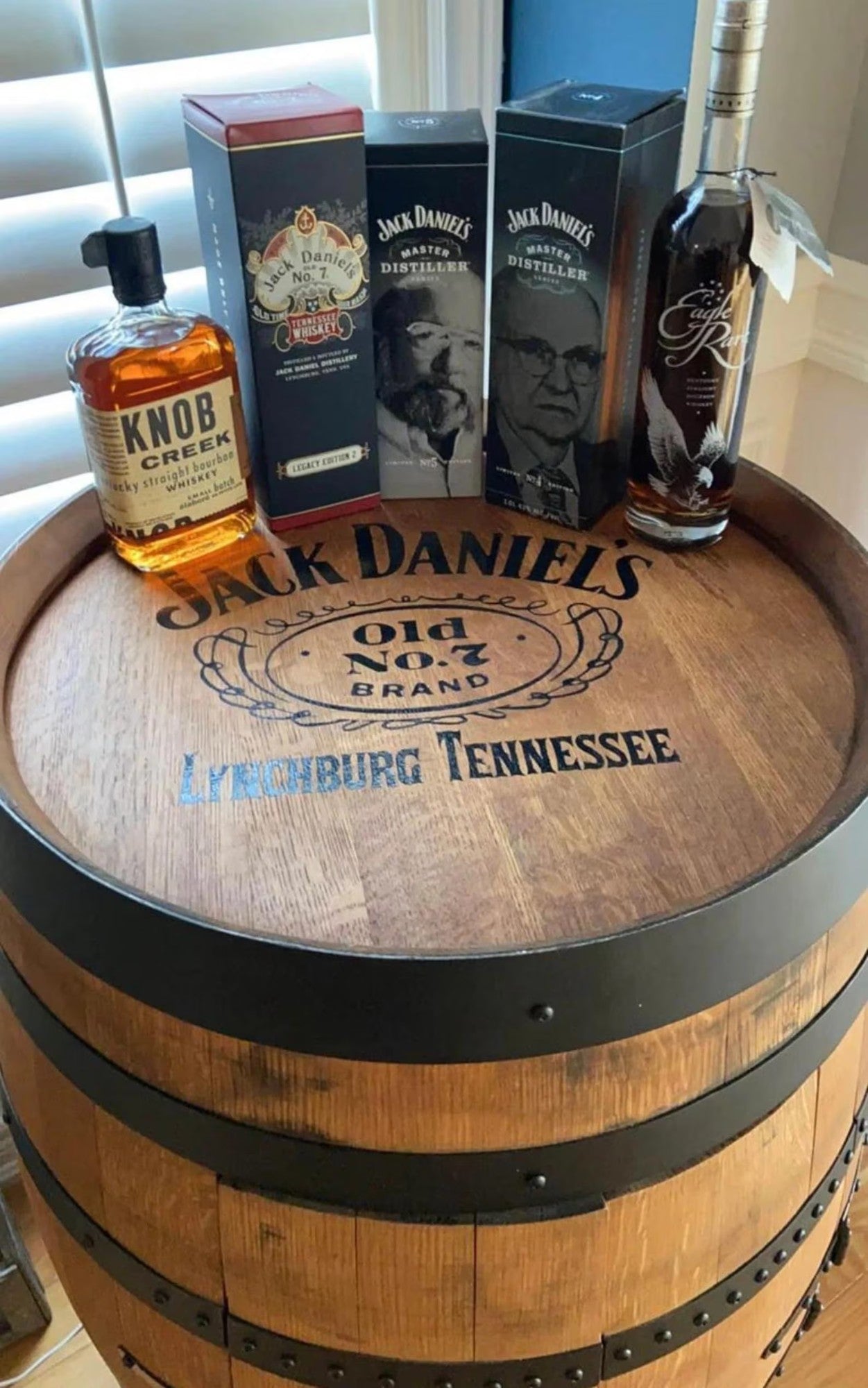 Authentic Whiskey Aged Barrel Cabinet w/ LED lights | Available Half/Full Cabinet Handcrafted from Real Whiskey Barrel