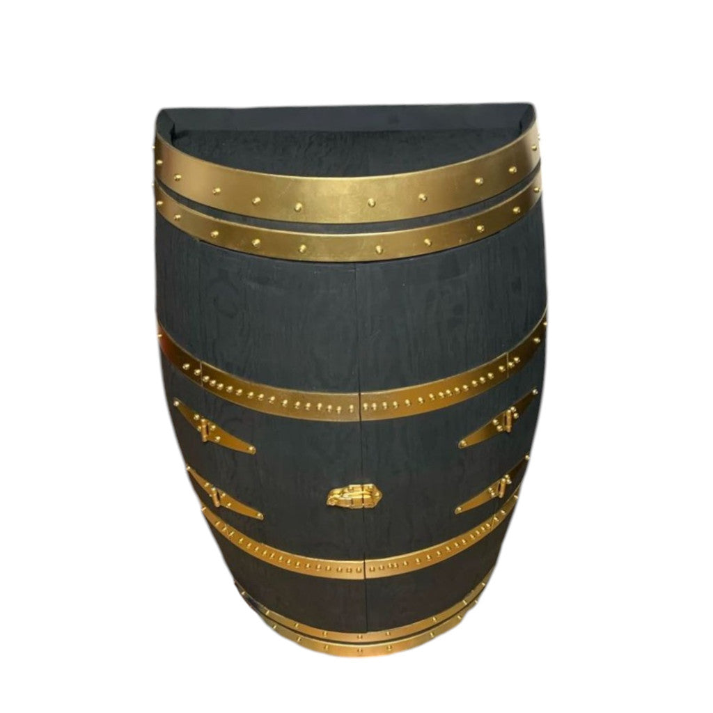 Hand-Made Authentic Liquor Barrel Display Cabinet, Handcrafted from Real Wine Whiskey Bourbon Barrel, Comes with LED Lights