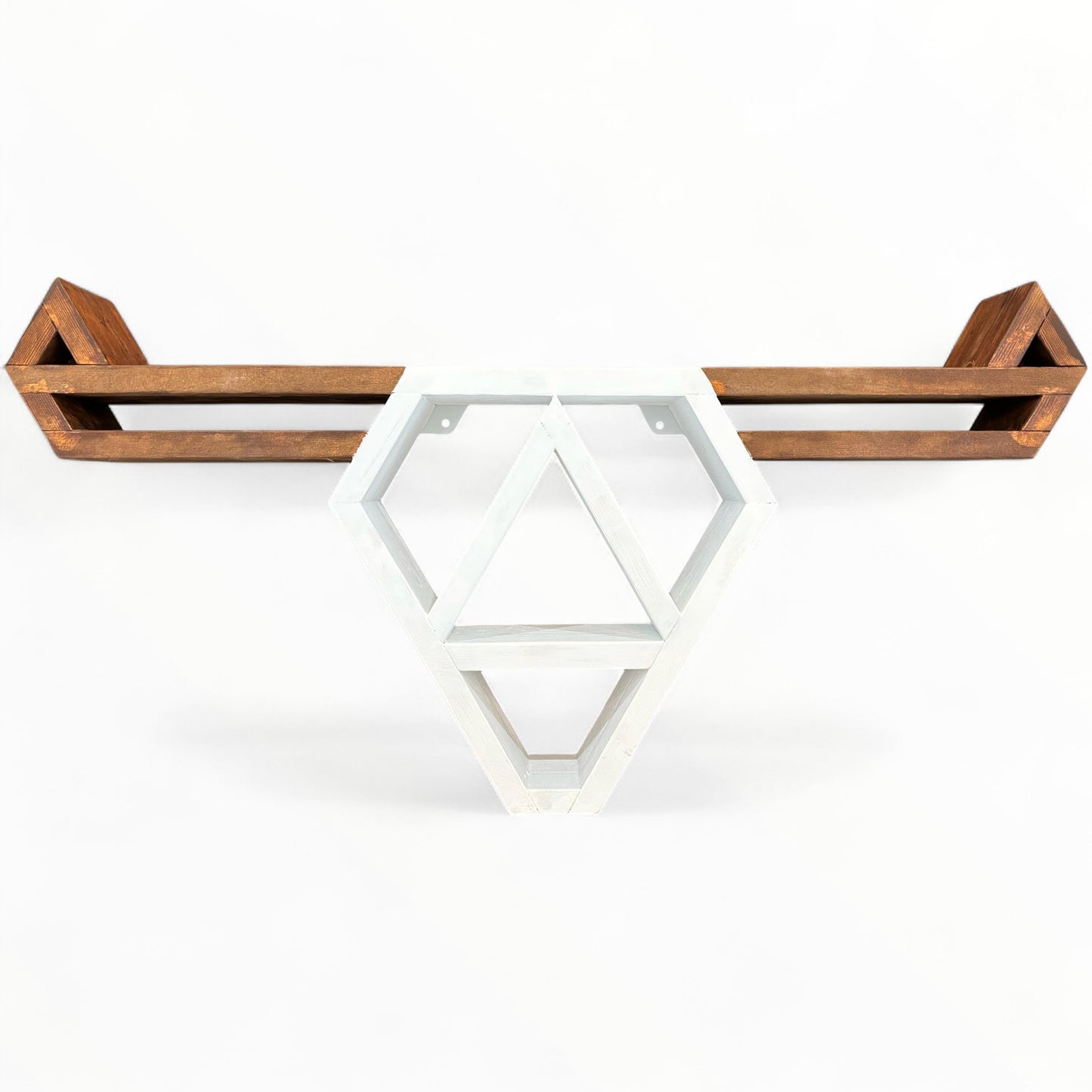Wooden Geometric Bull Head Wall Shelf