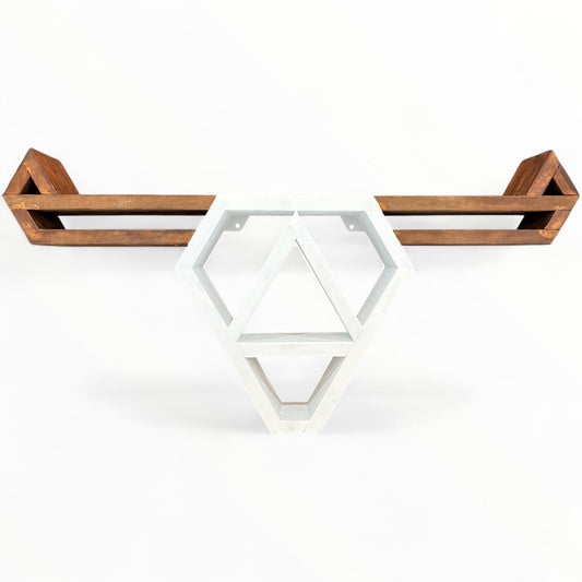 Wooden Geometric Bull Head Wall Shelf