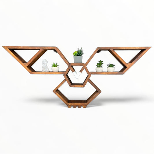 Wooden Geometric Eagle Wall Shelf