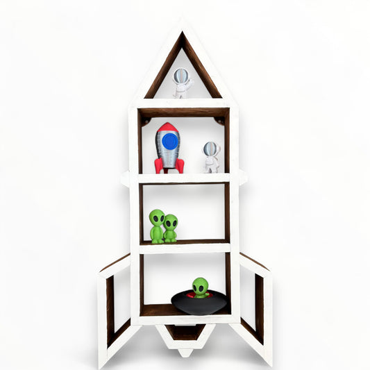 Spaceship Wooden Hand Made Wall Shelf